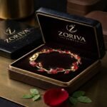 Designer Floral Vine Crystal Bracelet with Gold-Tone Finish