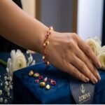 Luxury Statement Bracelet with Red & Green Stones - Image 2
