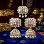 Premium Bridal Kundan Jhumka Set with Matching Maang Tikka