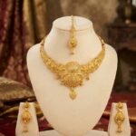 Gold Plated Necklace Set with Earrings & Maang Tika for Women | Bridal Jewellery - Image 3