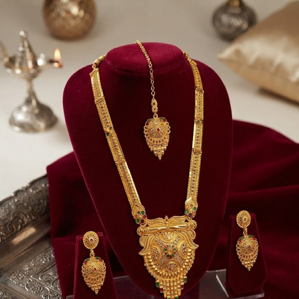 WhatsApp Image 2026-07-08 at 11.53.28 AM Luxury Bridal & Party Wear Necklace Set with Matching Earrings & Maang Tikka - Image 1